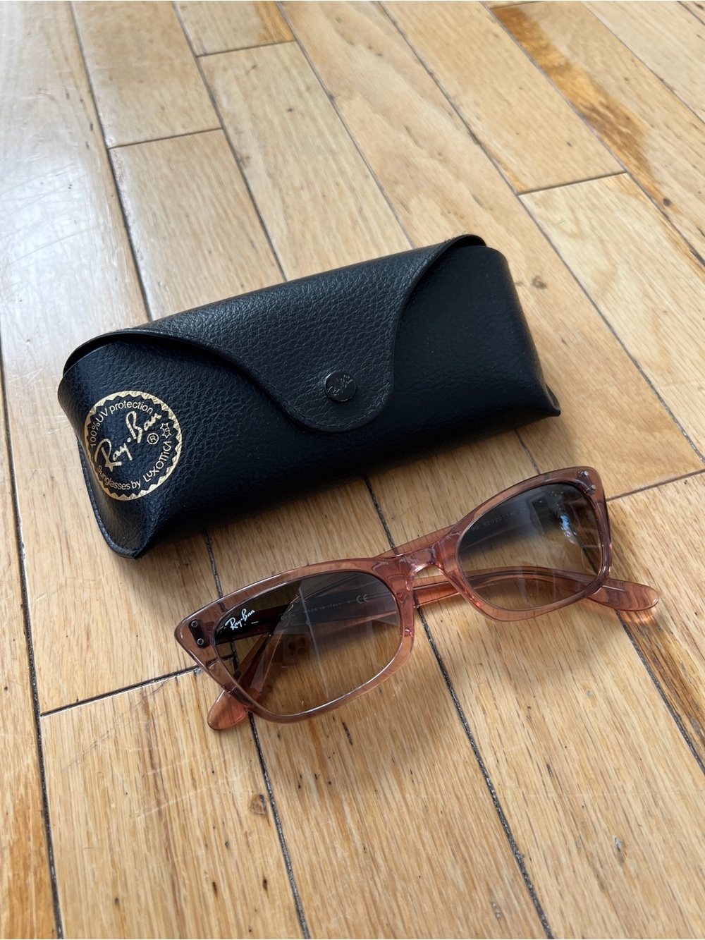 Ray-Ban Translucent Pink Lady Burbank Sunglasses w/ Case